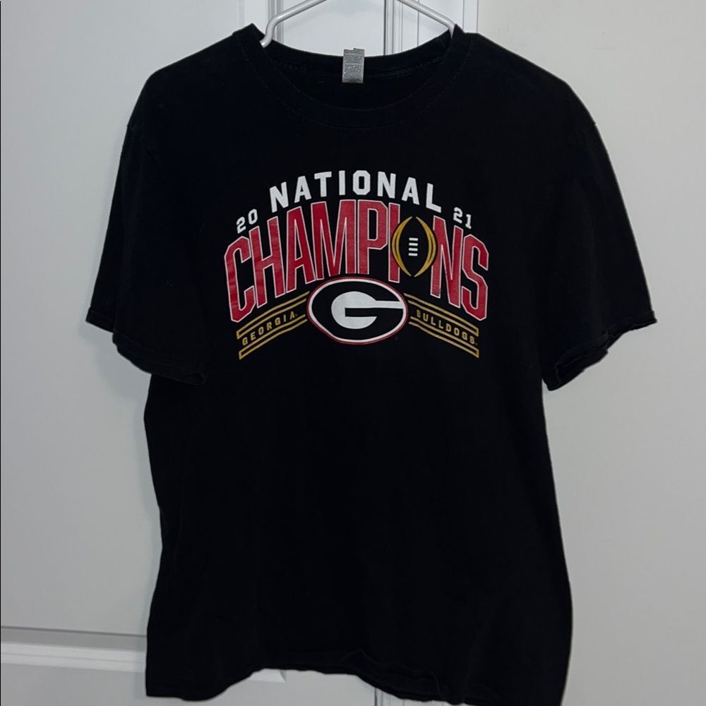 2021National Champions UGA Georgia Bulldogs Football logo gray t shirt mens L